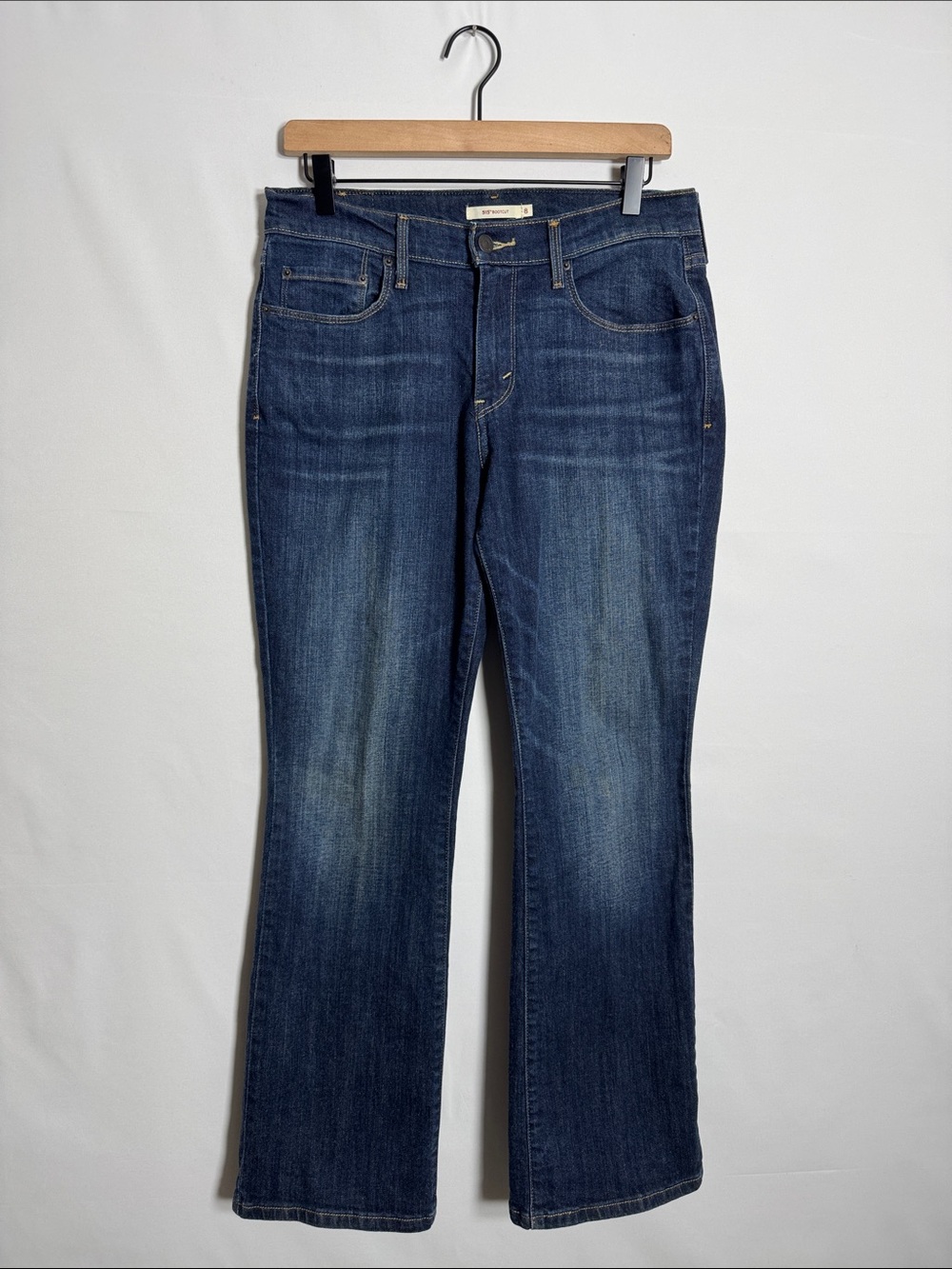WJ466 {Levi's} "515 Bootcut" Dark Blue Mid Rise Boot Cut Flare Denim Jeans